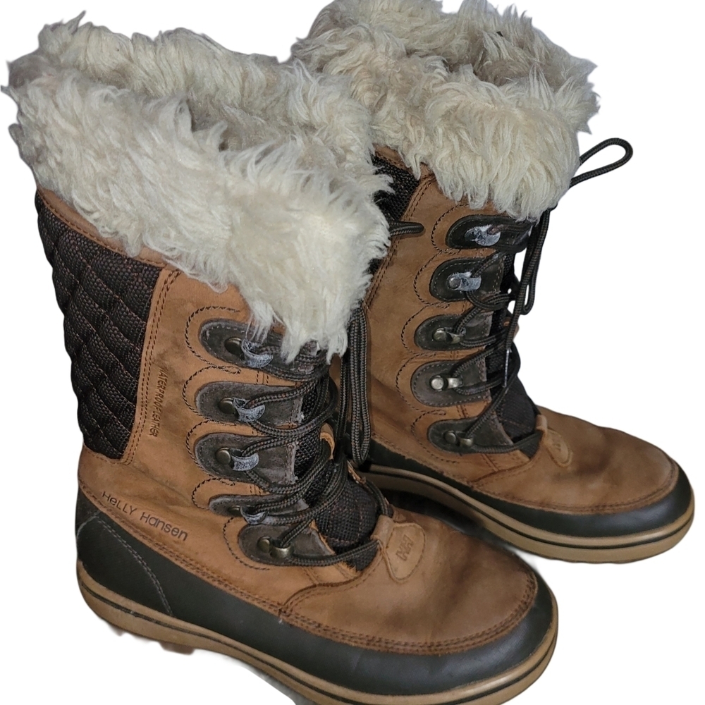 Helly Hansen Brown and Tan Garibaldi Waterproof Leather Winter Boots 6